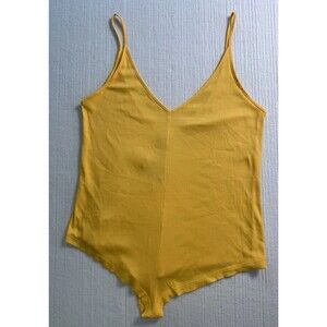 Savage X Fenty Bodysuit Women’s XL Yellow Ribbed Cotton Modal Adjustable Straps